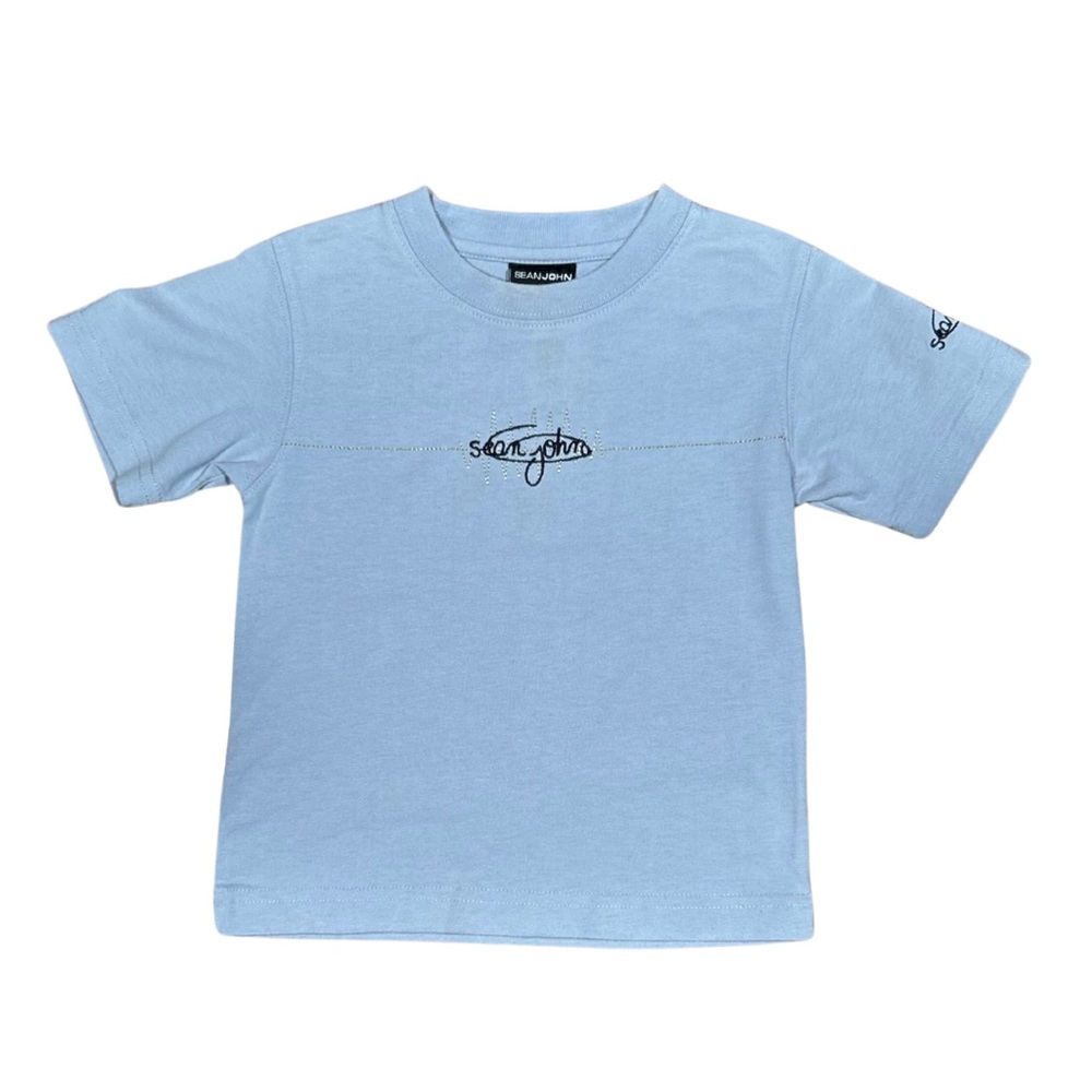 VINTAGE Sean John Kids Graphic Light Blue Short Sleeve Summer Crewneck T-Shirt